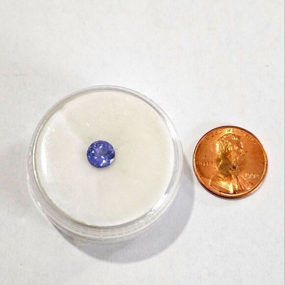 Jewelry - Natural Tanzanite Gemstone, 1.25ct Round Portuguese Cut, Blue Violet Loose Stone